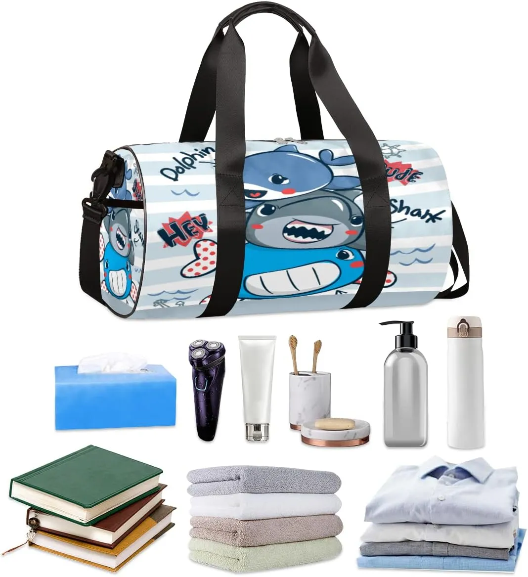 Whale Shark Dolphin Gym Bag Small Gym Duffel Bags for Men Women Overnight Weekender Bag Lightweight Sport Duffle Bag Carry On Gymbag