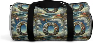 Whimsical Adventurer Duffel Bag, Travel Gym Weekender Unique Design Gift for Explorers Artistic Luggage Dali Style Letter O