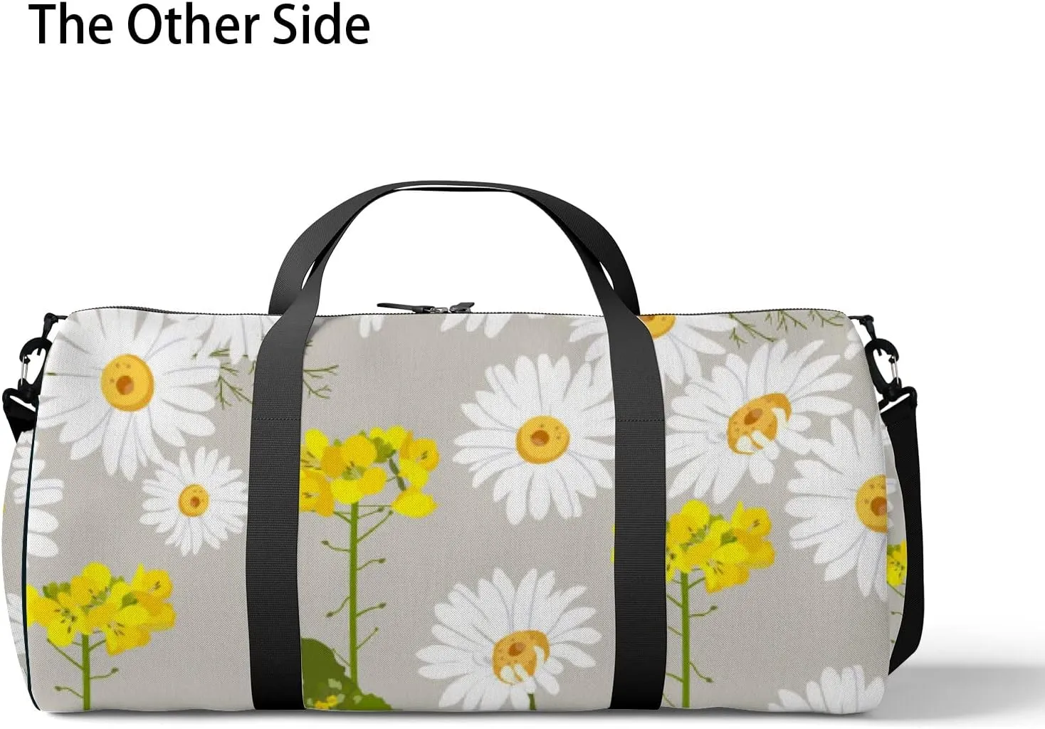 White Daisies and Wildflowers Sports Bag Tote Bag Waterproof Gym Bag with Shoulder Strap Zipper 2 Side Pockets for Men and Women, Travel and Storage Shoulder Bag.