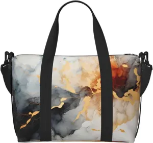 White Marble Travel Bag, Marble Texture Weekender Overnight Bag, Shoulder Travel Duffel Bag Carry On Gym Bag for Women Men
