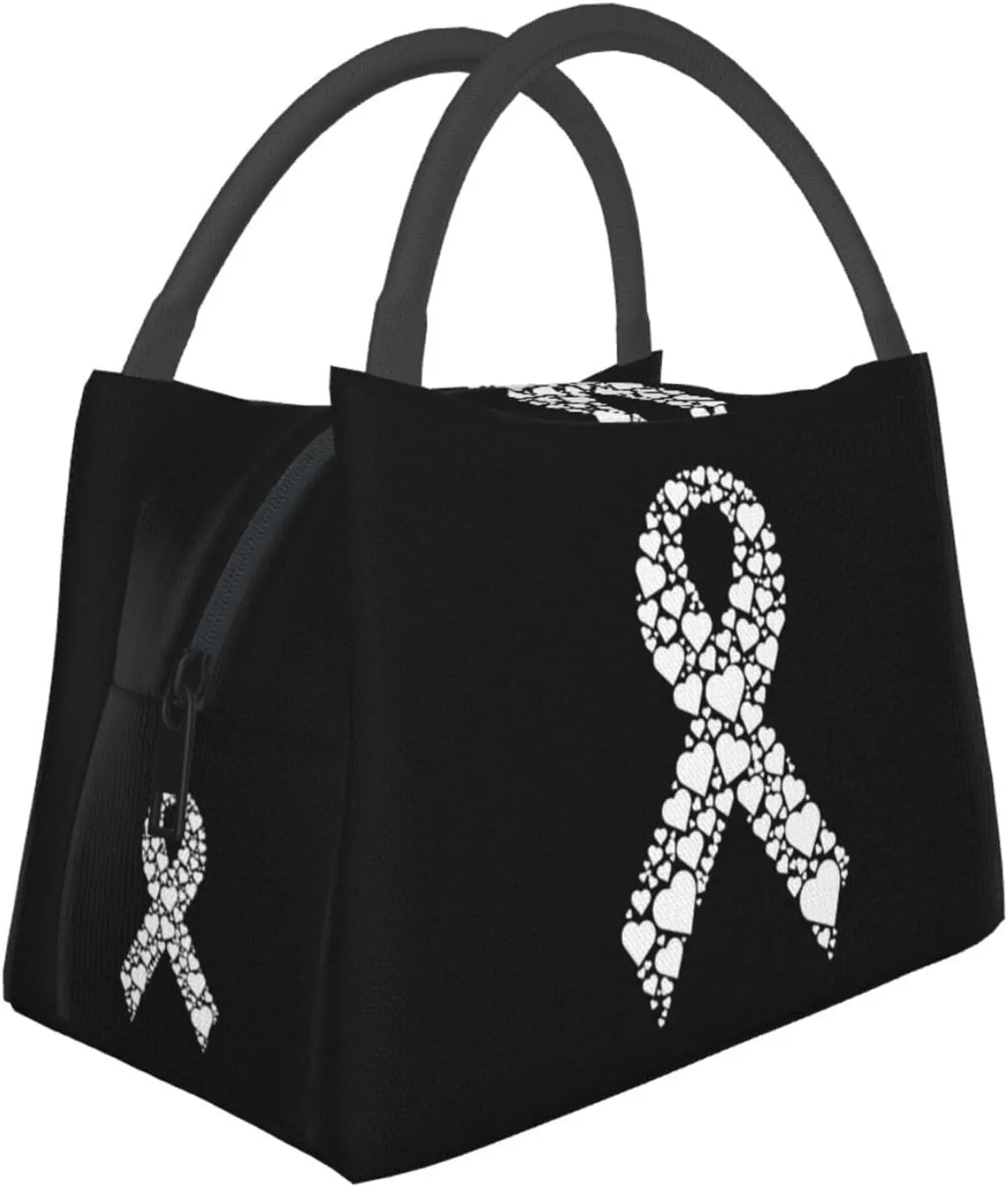 White Ribbon Multiple Hereditary Exostoses Awareness Lunch Box Large Portable Collapsible Insulated Cooler Lunch Tote for Men Women38