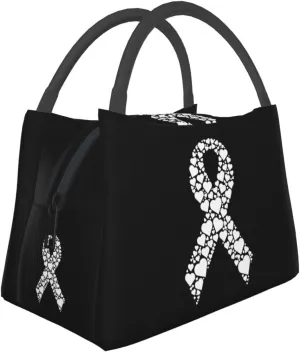 White Ribbon Multiple Hereditary Exostoses Awareness Lunch Box Large Portable Collapsible Insulated Cooler Lunch Tote for Men Women38
