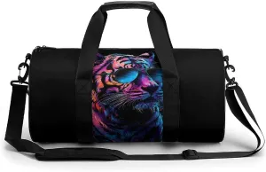 White Tiger Glasses Colourful Travel Duffel Bag Gym Bags Sports Tote Shoulder Weekender Handbag for Men Women