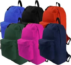 Wholesale Classic Backpack 18 inch Basic Bookbag Bulk Cheap Case Lot 36pcs Simple Schoolbag Promotional Backpacks Non Profit Student School Book Bags Vintage Daypack 6 Assort Color