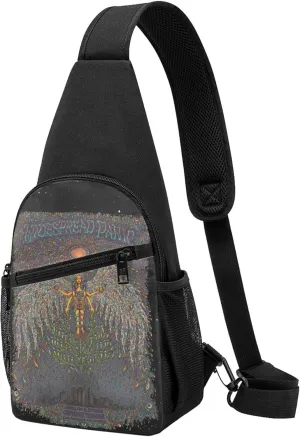 Widespread Music Panic Backpack Crossbody Sling Bag Daypack Fanny Pack Cross Body Bag for Men and Women Chest Bag Travel Hiking Daypack, Black