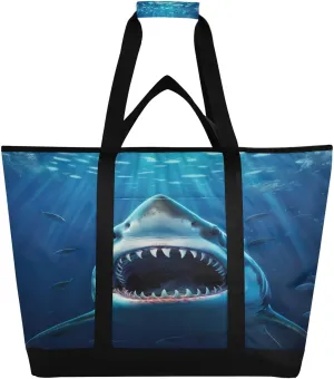 Wild Shark Reusable Insulated Lunchbox Cooler Bag, Leakproof Kitchen Grocery Bag Collapsible Portable Cooler Tote Bag for Picnic, Camping, Office, Travel