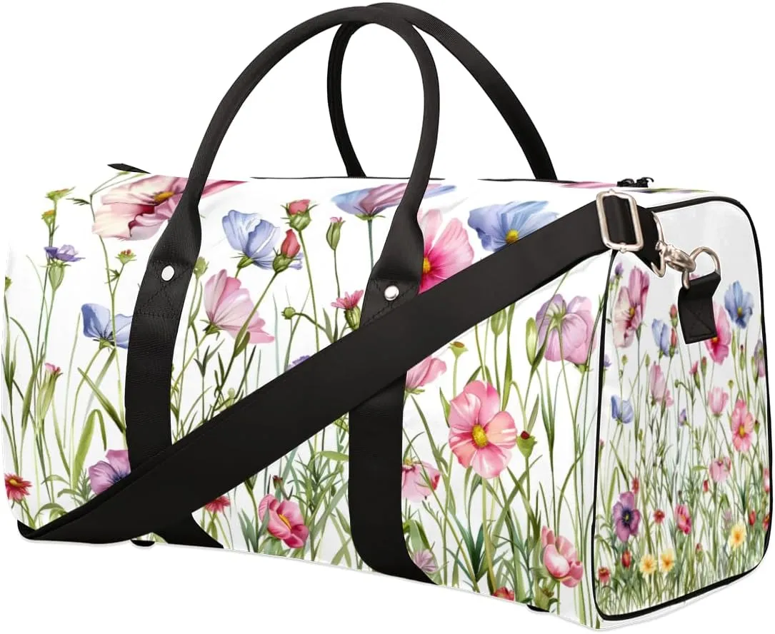 Wildflower Plants Travel Duffle Bag for Women Men Gym Duffel Foldable Bag Waterproof Weekender Spring Summer Duffle Tote
