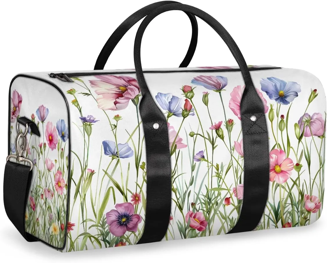 Wildflower Plants Travel Duffle Bag for Women Men Gym Duffel Foldable Bag Waterproof Weekender Spring Summer Duffle Tote