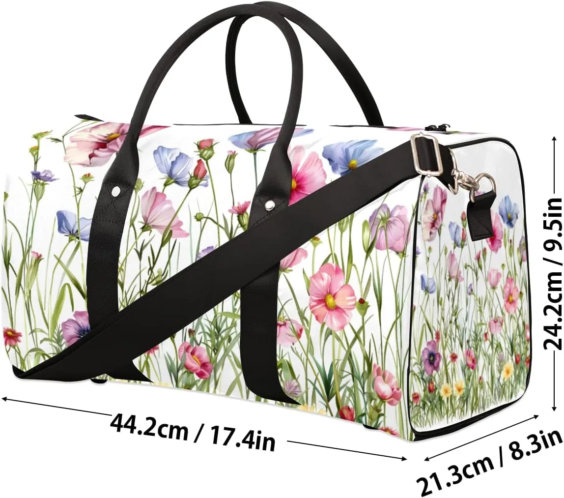 Wildflower Plants Travel Duffle Bag for Women Men Gym Duffel Foldable Bag Waterproof Weekender Spring Summer Duffle Tote