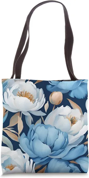 Windswept Blue Peonies Peony Flower Design In Dreamy Blues Tote Bag