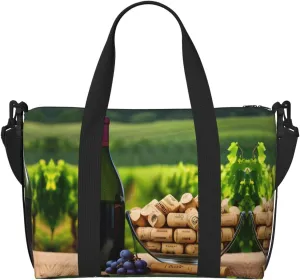 Wine Bottle Corks Grapes Print Versatile Gym Sports Bag,Companion For Your Journeys And Fitness Routines