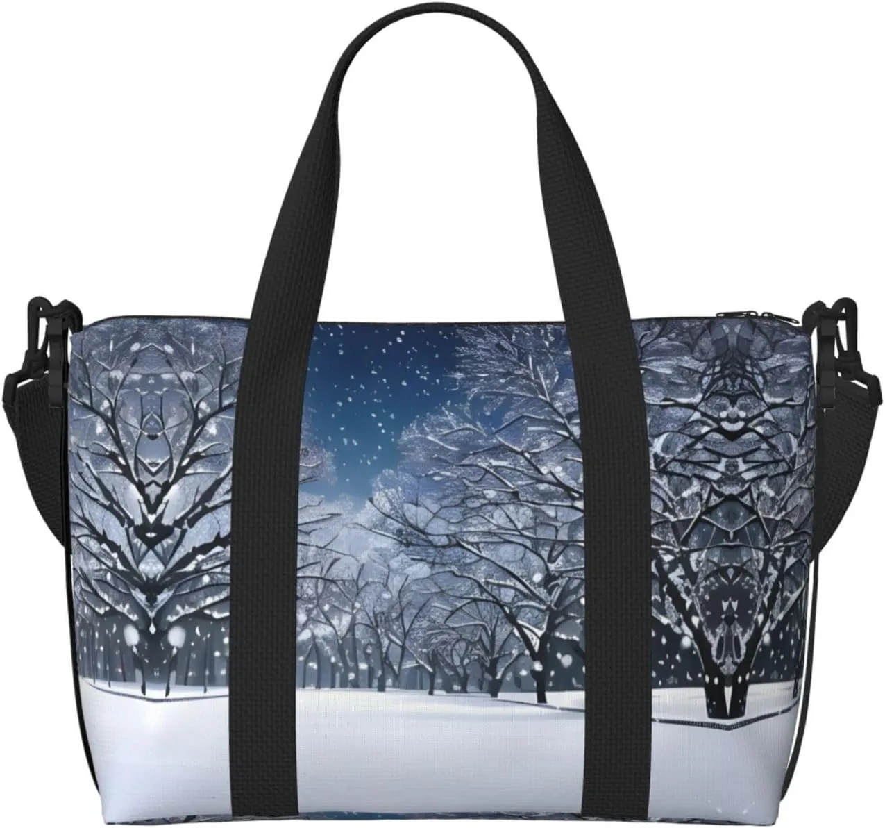 Winter Snow Falling in The Park print Travel Duffel Bag,workout duffel bag, overnight shoulder Bag,Weekender Bag for Women Men