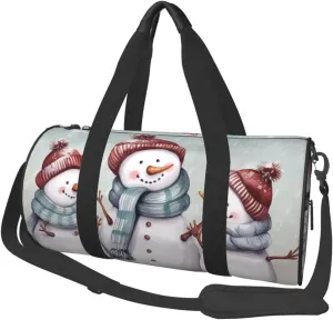 Winter Snowman Duffle Bag for Women Men Personal Item Travel Bag Canvas Weekender Overnight Bag Lightweight Sports Tote Gym Bag Carry On Luggage Bag