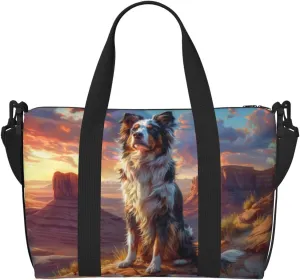 wise Australian Shepherd print Travel Duffel Bag, Sports Tote Gym Bag, Swim Pool Bag Large Shoulder Tote Bag for Beach Weekender
