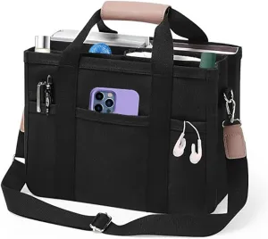 Women Multi-pocket Canvas Tote Bag Large Capacity Shoulder Crossbody Handbag With Compartments