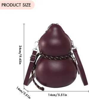 Women PU Gourd Shape Fashion Shoulder Bag Large Capacity Slouchy Tote Handbag Adjustable Strap Trendy Messenger Bag O