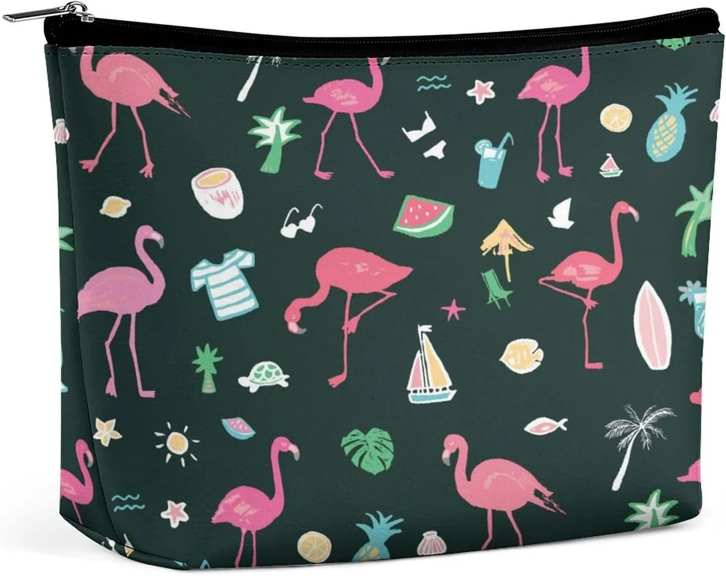 Women PU Leather Cosmetic Bag, Makeup Case Purse Holder Zipper Pouch Handbag Organizer Toiletry Storage 6.8x5.9x2.3 in