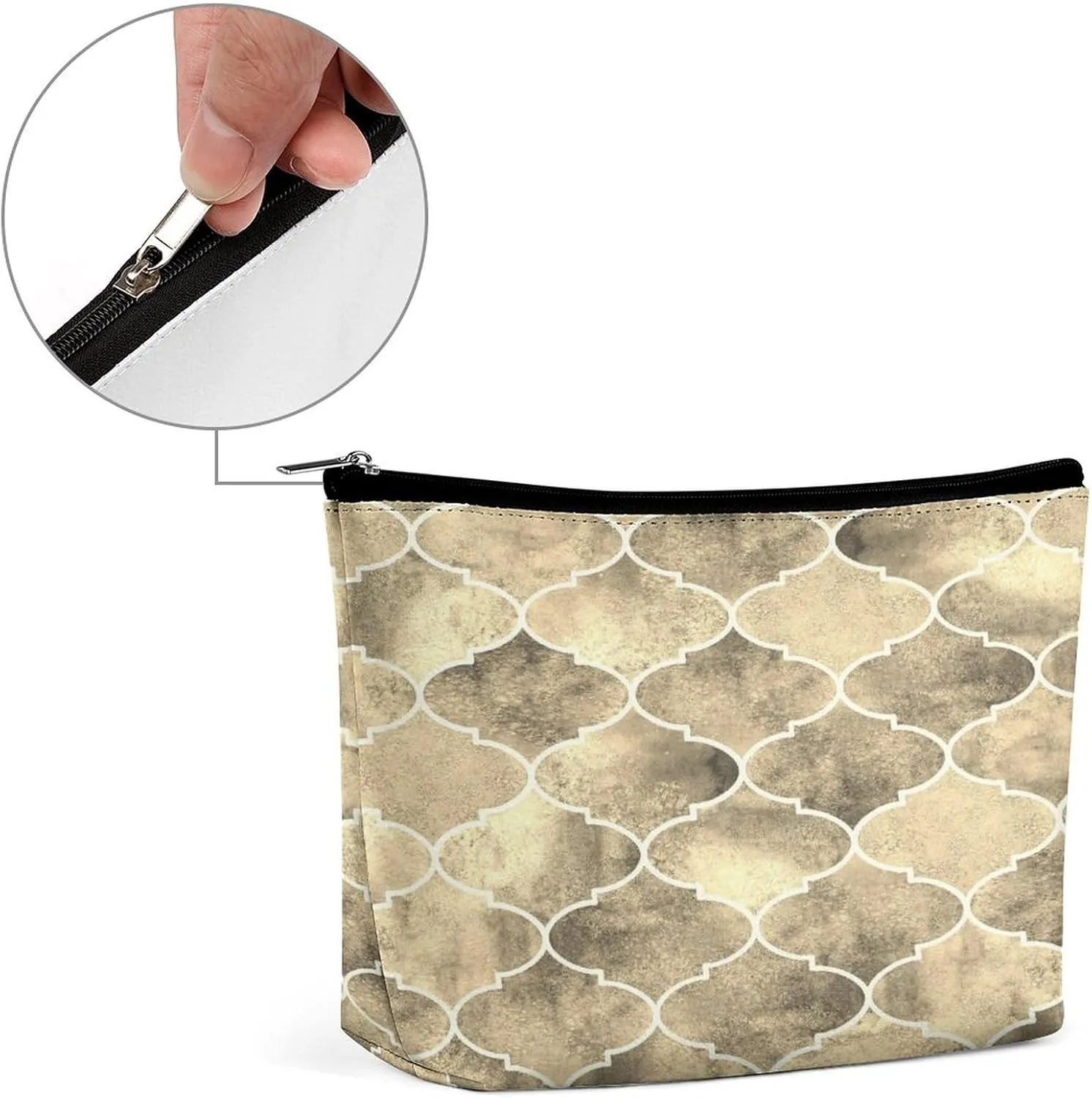 Women PU Leather Cosmetic Bag, Makeup Case Purse Holder Zipper Pouch Handbag Organizer Toiletry Storage 6.8x5.9x2.3 in