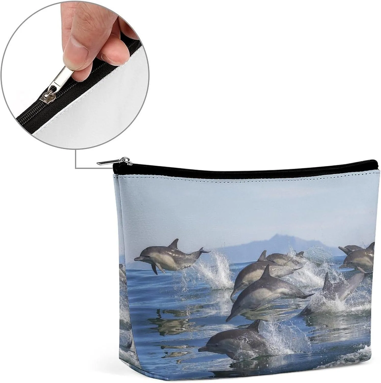 Women PU Leather Cosmetic Bag, Makeup Case Purse Holder Zipper Pouch Handbag Organizer Toiletry Storage 6.8x5.9x2.3 in