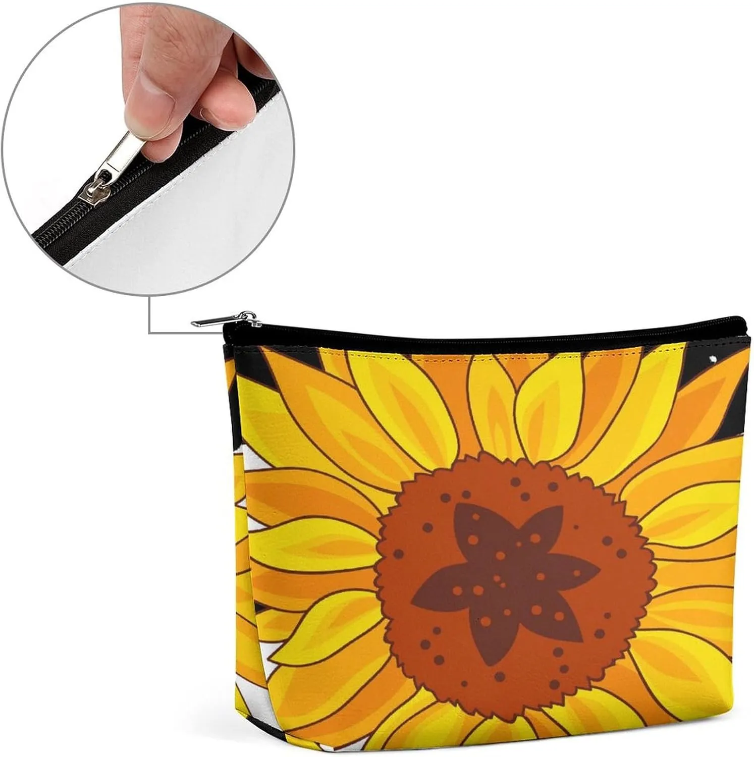 Women PU Leather Cosmetic Bag, Makeup Case Purse Holder Zipper Pouch Handbag Organizer Toiletry Storage 6.8x5.9x2.3 in