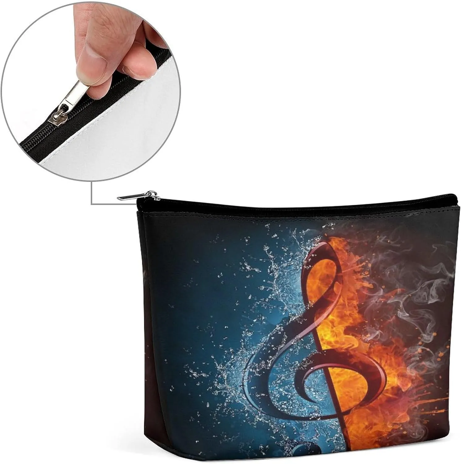 Women PU Leather Cosmetic Bag, Makeup Case Purse Holder Zipper Pouch Handbag Organizer Toiletry Storage 6.8x5.9x2.3 in