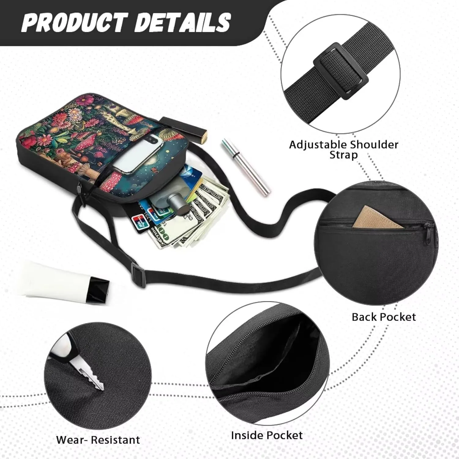 Women Small Crossbody Bag Messenger Purse for Traveling Shopping