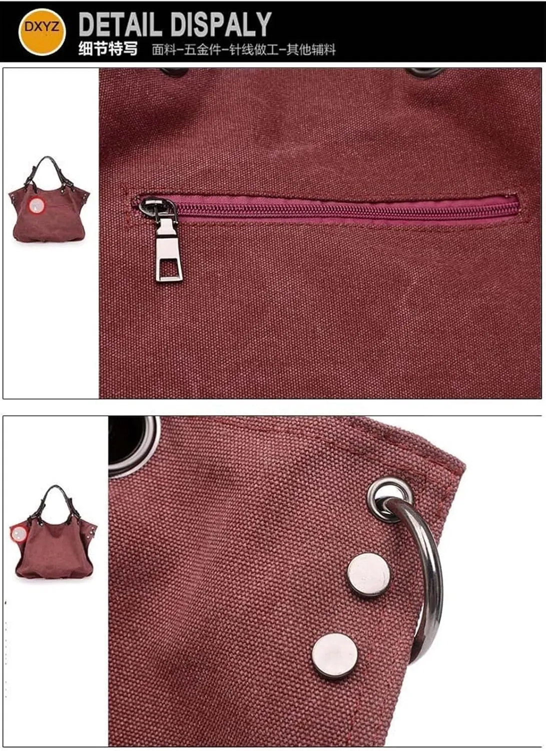 Women's Canvas Bag Large Capacity Handbag Shoulder Messenger Bag(C)