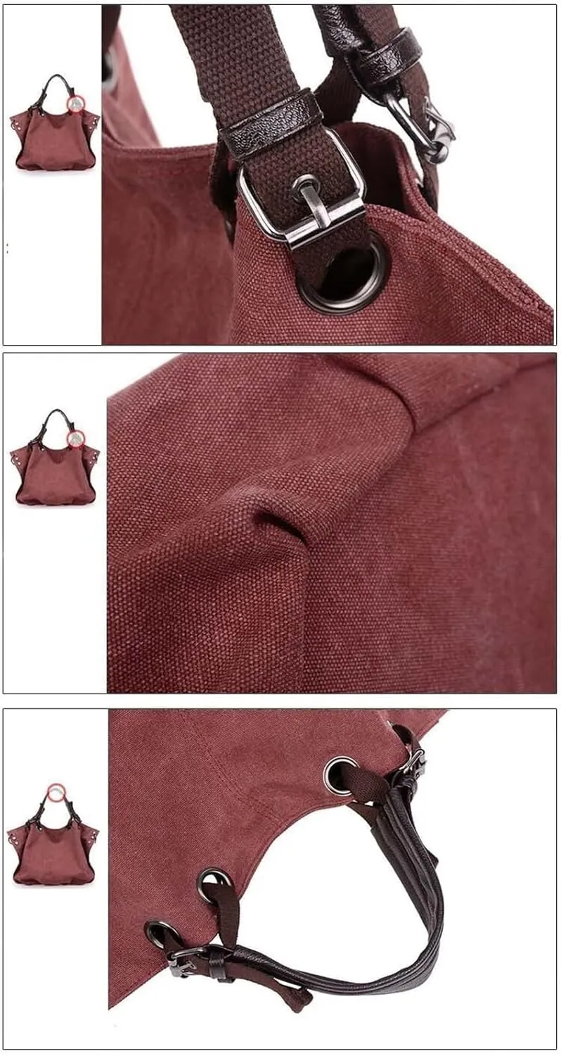 Women's Canvas Bag Large Capacity Handbag Shoulder Messenger Bag(C)