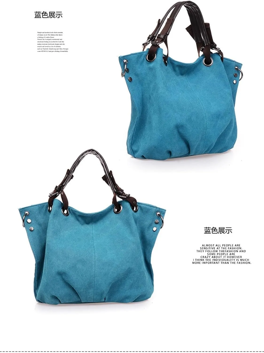 Women's Canvas Bag Large Capacity Handbag Shoulder Messenger Bag(C)