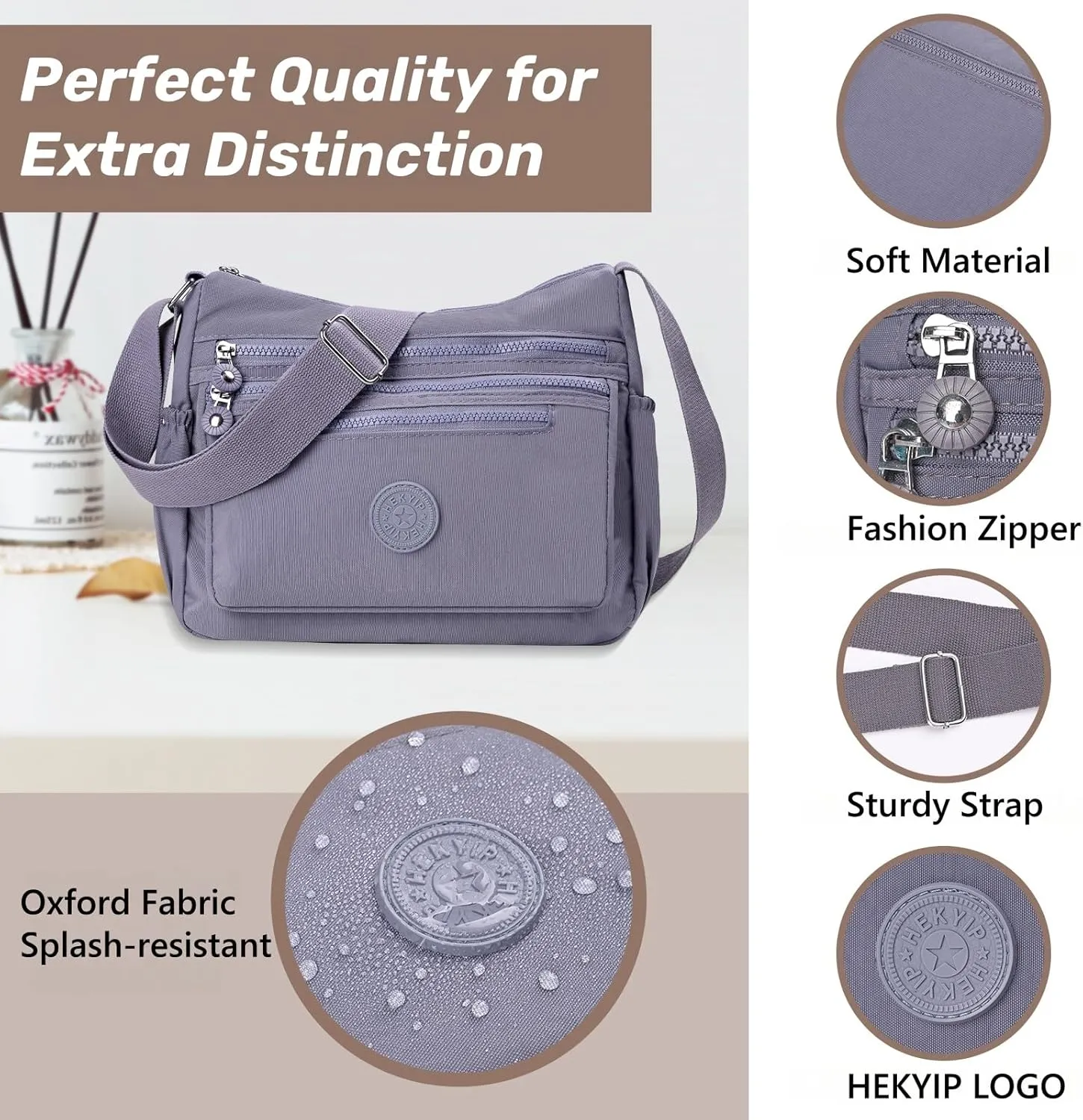 Women's Crossbody Bag, Shoulder Bag, Waterproof Backpack Shoulder Bag, Lightweight Nylon Work Travel Bag, Messenger Bag