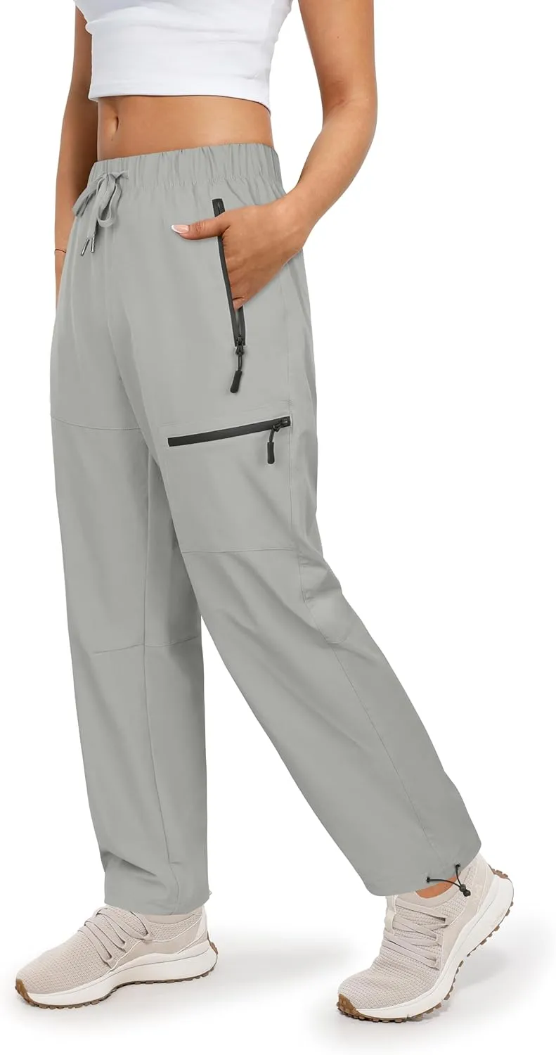 Women's Hiking Cargo Pants Quick Dry Lightweight Joggers with Multiple Zipper Pockets Adjustable Cuffs for Travel