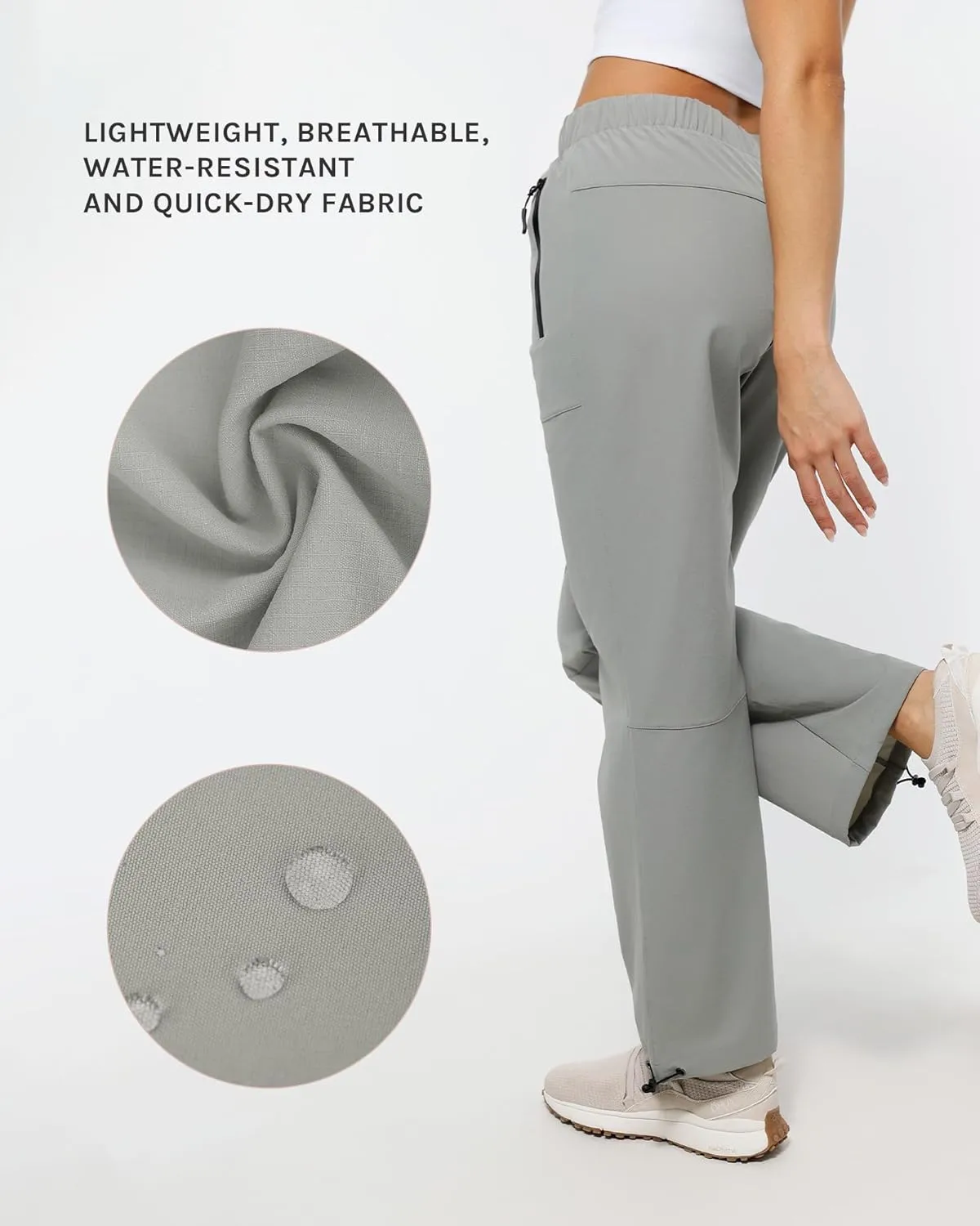 Women's Hiking Cargo Pants Quick Dry Lightweight Joggers with Multiple Zipper Pockets Adjustable Cuffs for Travel