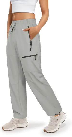 Women's Hiking Cargo Pants Quick Dry Lightweight Joggers with Multiple Zipper Pockets Adjustable Cuffs for Travel