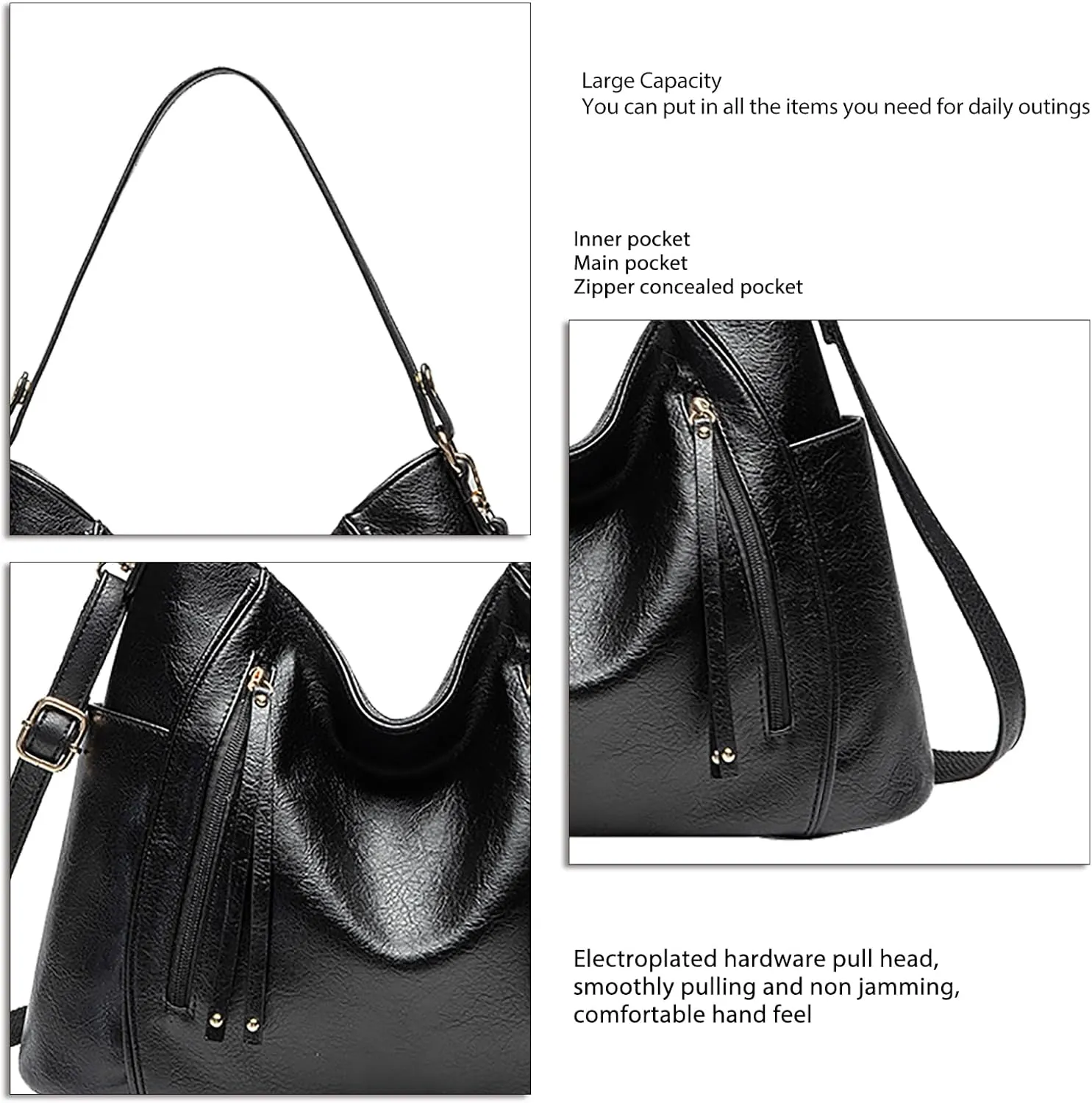 Women's Large Capacity Handbag, Stylish PU Shoulder Messenger Bag, Multi Pockets for Daily Travel