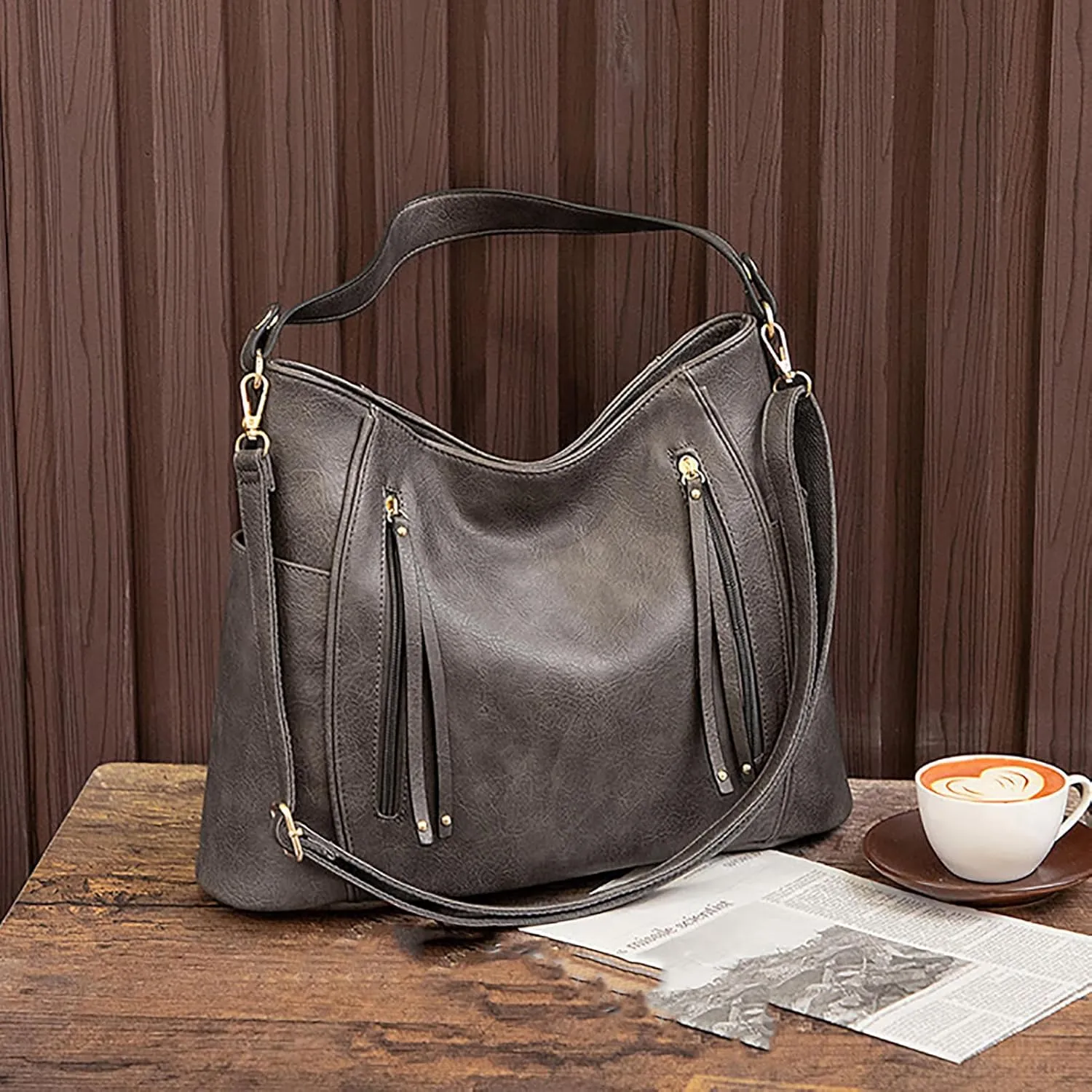 Women's Large Capacity Handbag, Stylish PU Shoulder Messenger Bag, Multi Pockets for Daily Travel