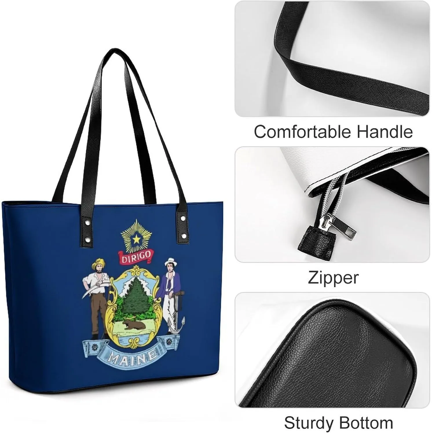 Women's Leather Tote Bag Fashion Handbag for Work Travel Shopping Daily Use Large Capacity Shoulder Purse