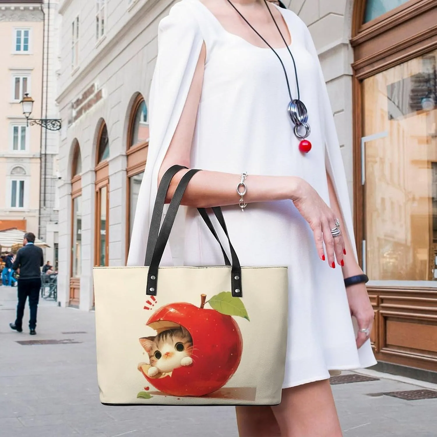 Women's Leather Tote Bag Fashion Handbag for Work Travel Shopping Daily Use Large Capacity Shoulder Purse