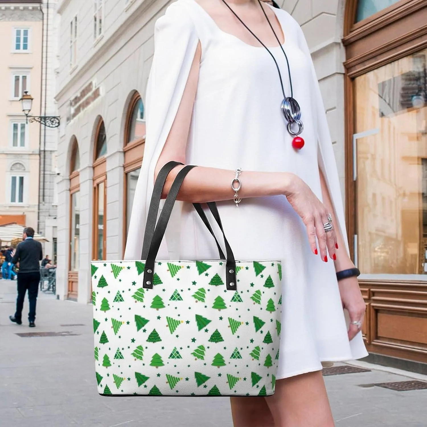 Women's Leather Tote Bag Fashion Handbag for Work Travel Shopping Daily Use Large Capacity Shoulder Purse