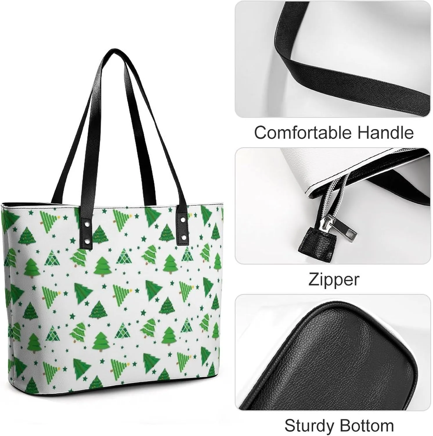 Women's Leather Tote Bag Fashion Handbag for Work Travel Shopping Daily Use Large Capacity Shoulder Purse
