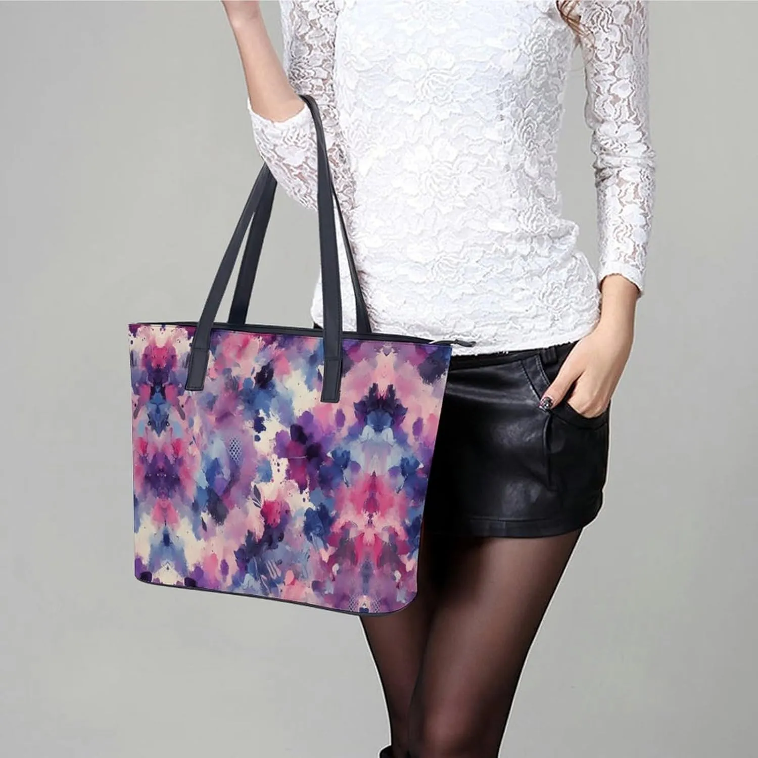 Women's Leather Tote Bag Fashion Handbag for Work Travel Shopping Daily Use Large Capacity Shoulder Purse