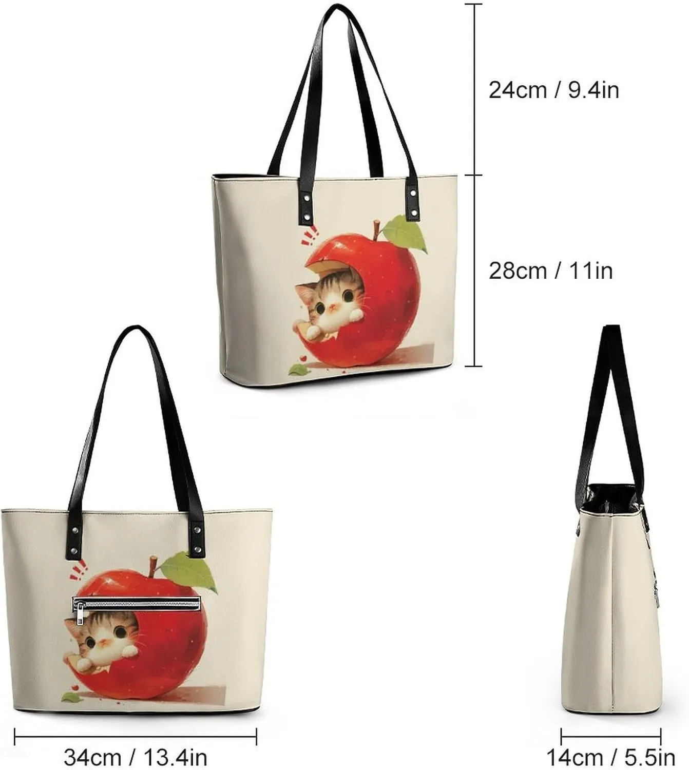 Women's Leather Tote Bag Fashion Handbag for Work Travel Shopping Daily Use Large Capacity Shoulder Purse