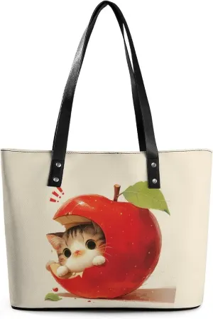Women's Leather Tote Bag Fashion Handbag for Work Travel Shopping Daily Use Large Capacity Shoulder Purse