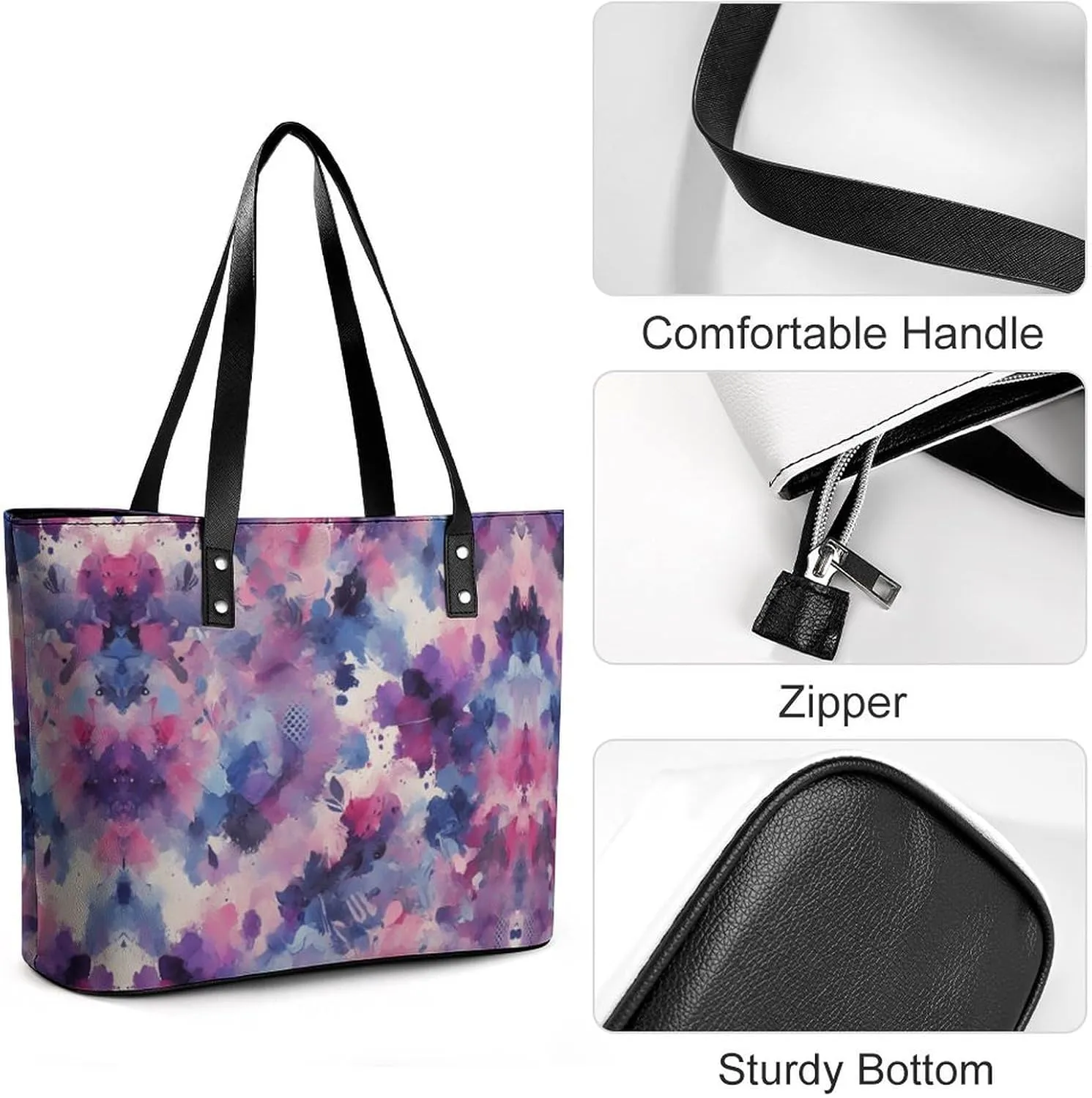 Women's Leather Tote Bag Fashion Handbag for Work Travel Shopping Daily Use Large Capacity Shoulder Purse