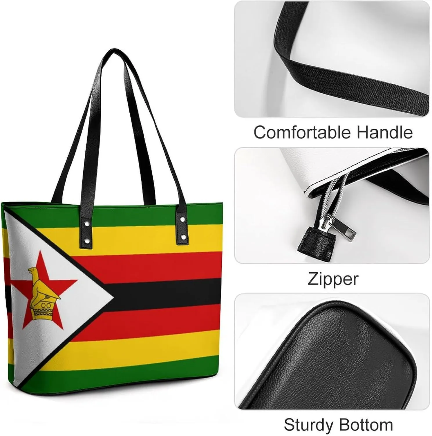 Women's Montserrat Lslands Flag Tote Bag Leather Shoulder Handbag Large Capacity Organizer