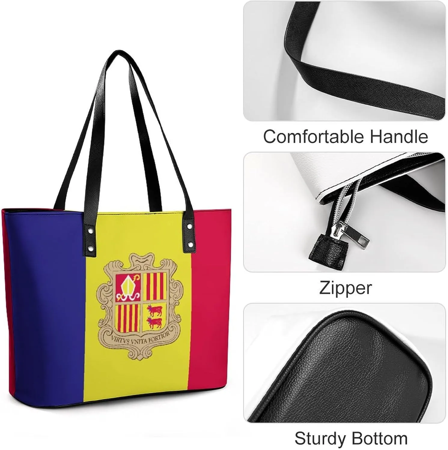 Women's Montserrat Lslands Flag Tote Bag Leather Shoulder Handbag Large Capacity Organizer