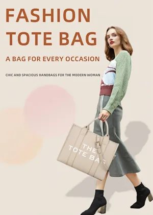 Women's PU Leather Tote Bag - Spacious design ideal for large capacity crossbody or commuter shoulder bag