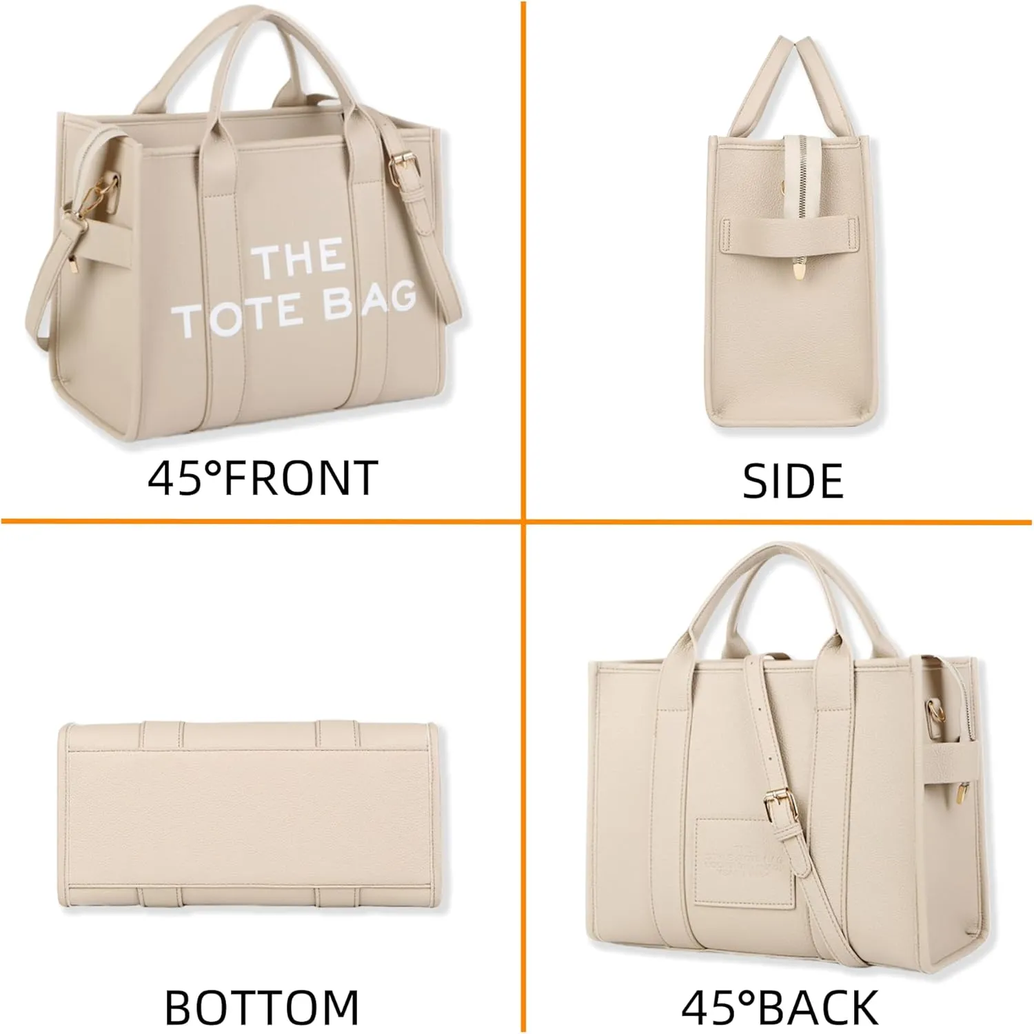 Women's PU Leather Tote Bag - Spacious design ideal for large capacity crossbody or commuter shoulder bag