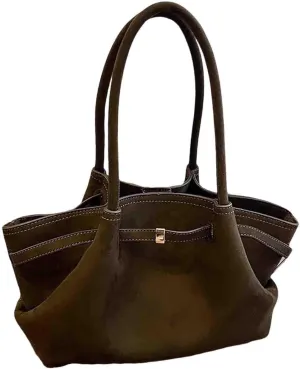 Women's Retro Armpit Shoulder Tote Bag - Large Capacity, Suede Leather