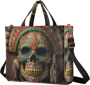 Women's Shoulder Handbags Mexican Skull Mask Print, Corduroy Tote Bag Large Capacity Small Size