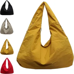 Women's Solid Color Textured Draped Tote Bag, Big Capacity Fashion Versatile Shoulder Bag